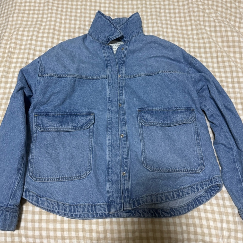 Stradivarius Light Blue Denim Utility Jacket